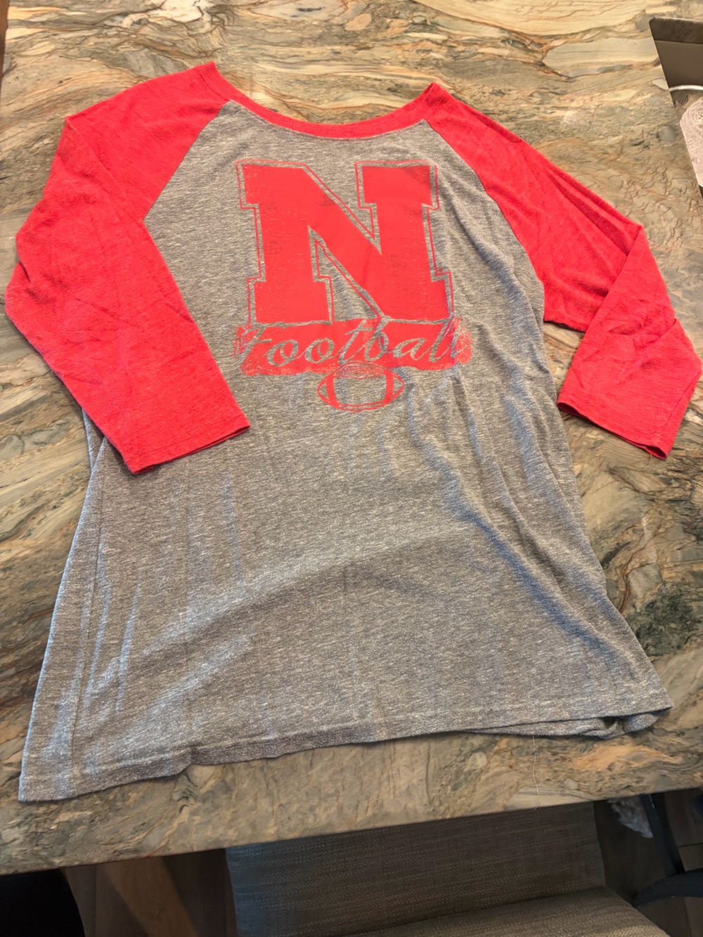 Adidas Nebraska Cornhuskers Women's Raglan 3/4-Sleeve Baseball Tshirt